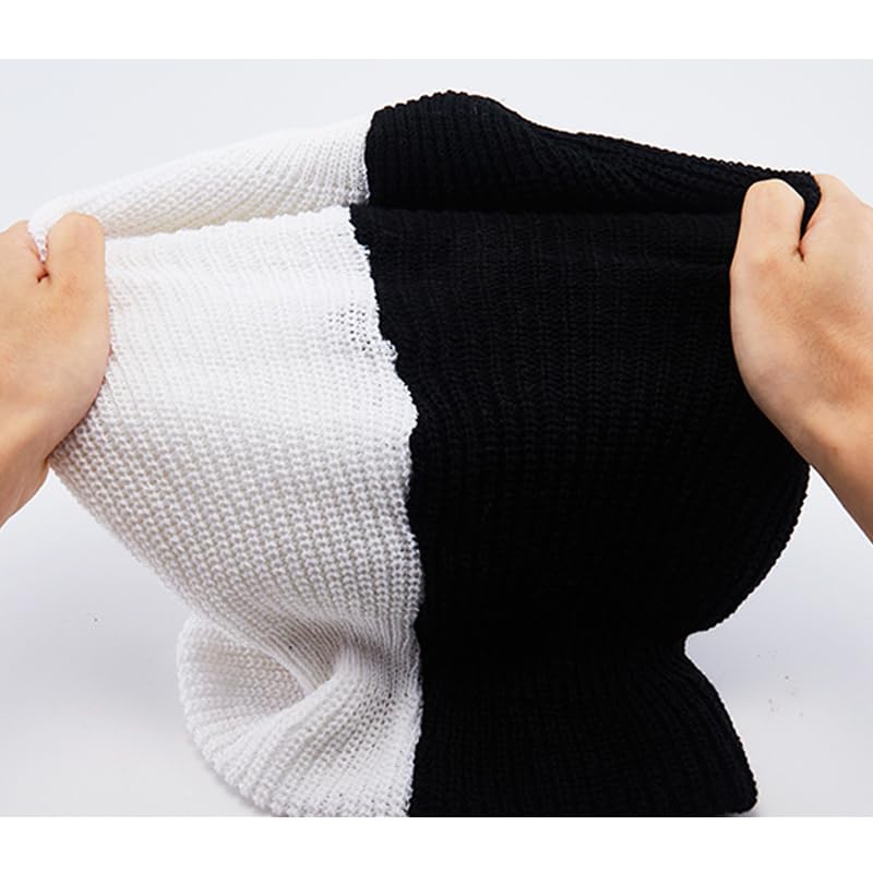 aoozleny 3-Hole Two Color Knitted Hat Ski Mask Balaclava, Full Face Mask for Cycling/Skiing Winter Outdoor Sports (Pink+Rosered)