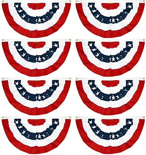 EBaokuup 8 Pcs USA Patriotic Pleated Fan Flags-3 x1.5 Ft American US Flag Bunting Banner Patriotic Bunting Flag Stars and Stripes Flag Bunting for Memorial Day The 4th of July and Labour Day