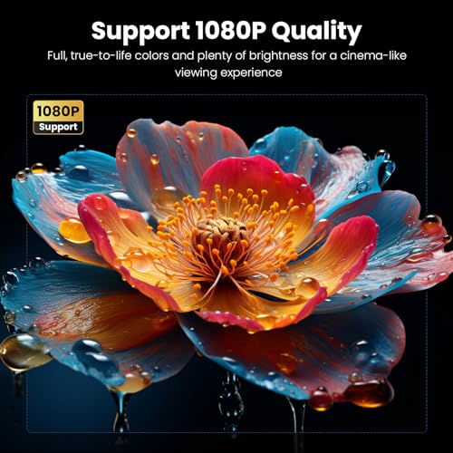 Mini Projector, NICPOW Portable Outdoor Movie Projector with Tripod, 1080P and 200" Supported Small Projector Compatible with TV Stick, Phone, PS5, HDMI, USB for Home, Bedroom, Gaming, Outdoor Use