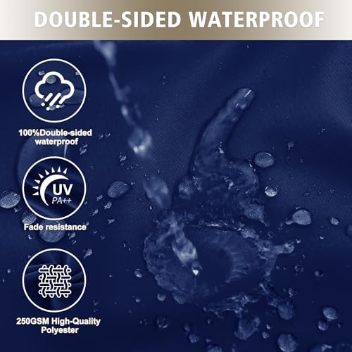 Outdoor Bench Cushion Waterproof 48"x18" – Fade-Resistant Patio Furniture Cushion with Ties for Porch Swing, Loveseat, or Indoor Bench Replacement, Navy Blue