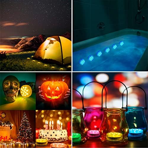 LOFTEK Submersible LED Lights with Remote, 13 LED Pool Lights for Inground Above Ground Pool with Magnets &Suction Cups,16 Color Changing Underwater Light for Ponds Battery Operated, 2 Pack