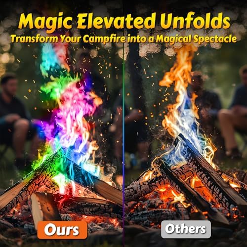 HGD (30 Pack) Magic Campfire Fire Color Changing Packets for Fire Pit, Indoor/Outdoor Fireplace, Bonfire - Rainbow Magical Flame, Camping Accessory, Compatible with Wood