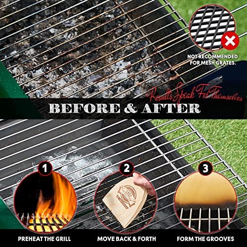 Wood Grill Scraper - Wooden BBQ Grill Brush Cleaner Alternative - Enjoy Safe & Bristle Free Barbecue