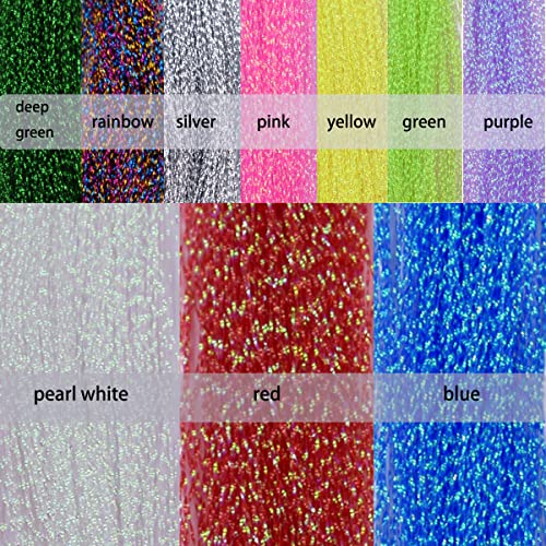 PHECDA PROFLY 10 Pack Crystal Flash Line Fly Tying Material for Fishing Lure Flies (10 Colors Crystal Flash-SET A)