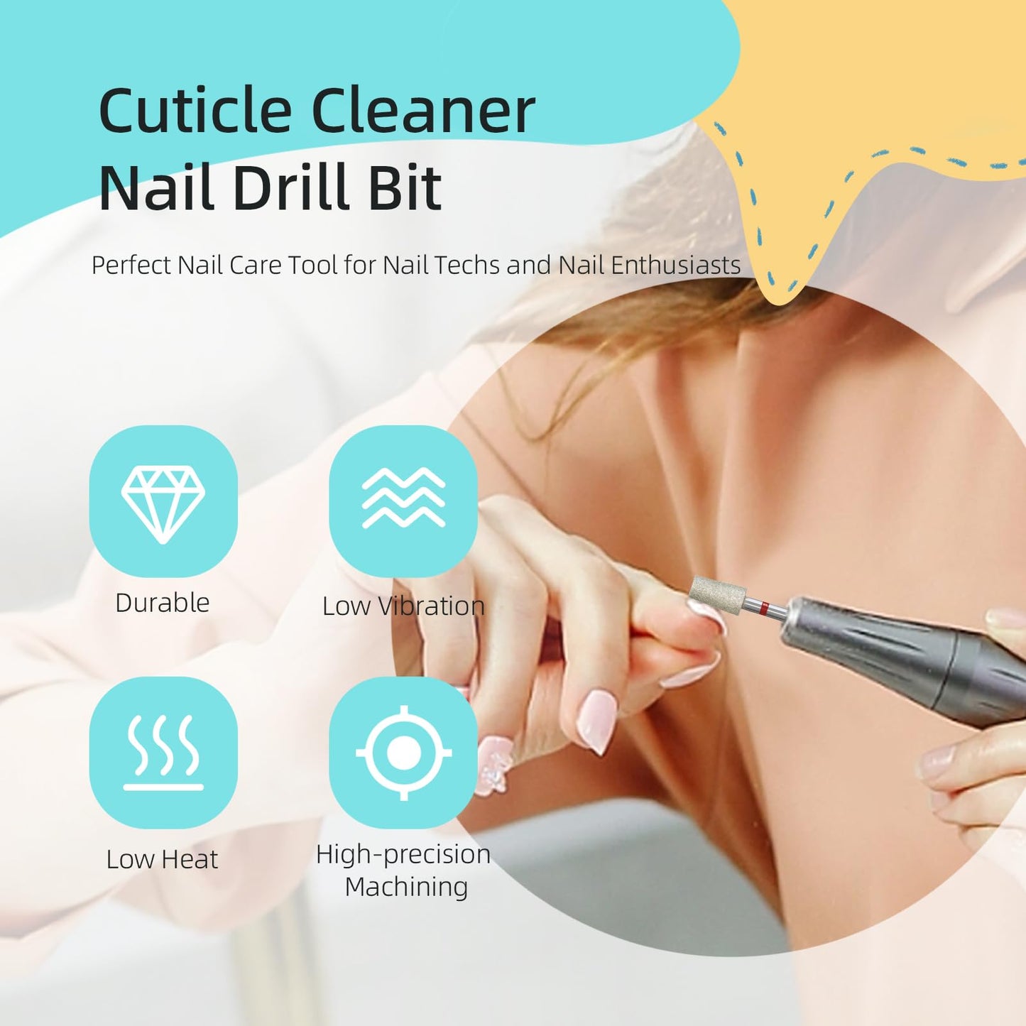 HYTOOS 5mm Large Tapered Barrel Cuticle Clean Nail Drill Bits, Russian Diamond Nail Bit Professional Safety Under Nail Cleaner Burr for Cuticle Dead Skin, Electric Nails Drill Accessories, Fine