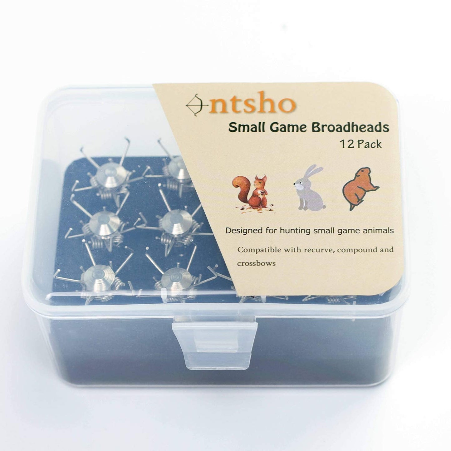 Ontsho 12 PK Small Game Broadheads 100 Grain Archery Hunting Arrow Tips with Broadhead Case Blunt Judo Points Arrow Heads for Stump&Target Shooting