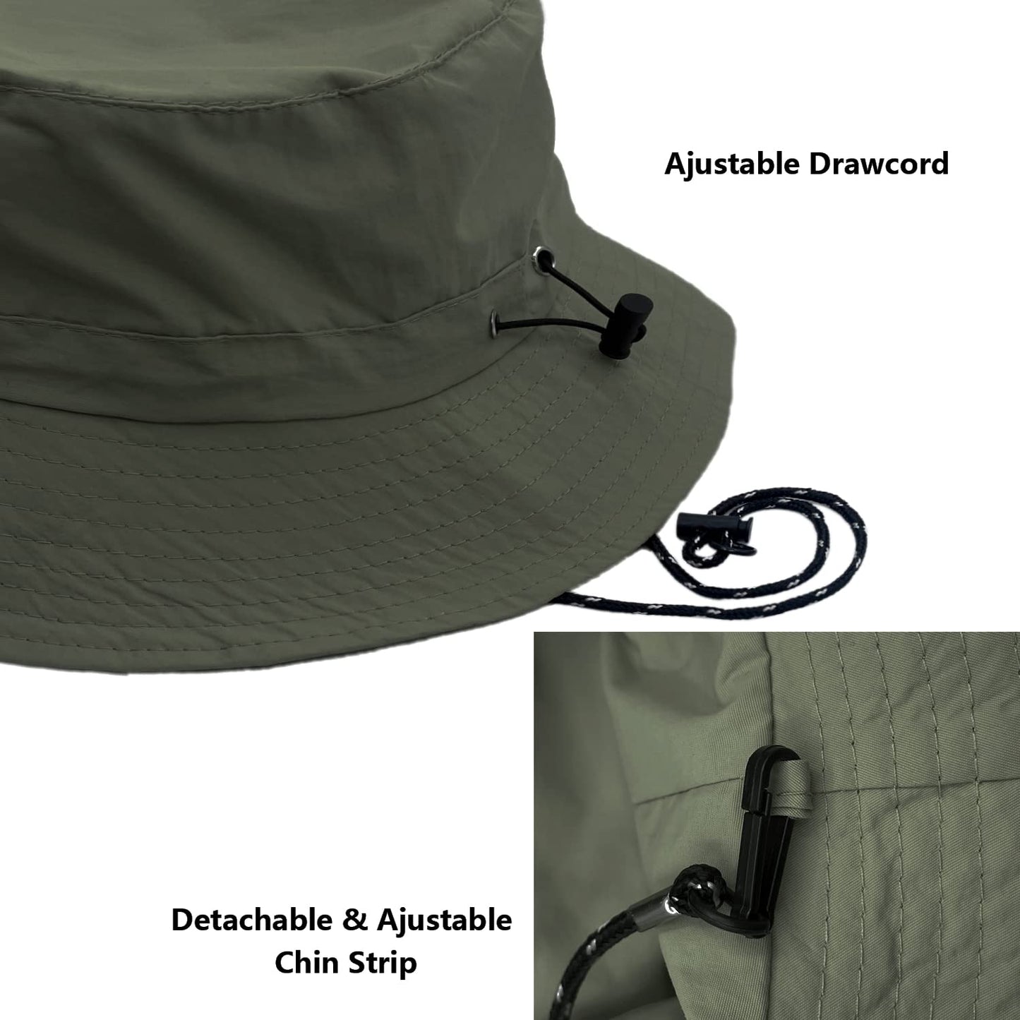 woogwin Waterproof Bucket Rain Hat with Chin Strap Quick Dry Packable Boonie Sun Hat Safari Hat UV Protection(Green)