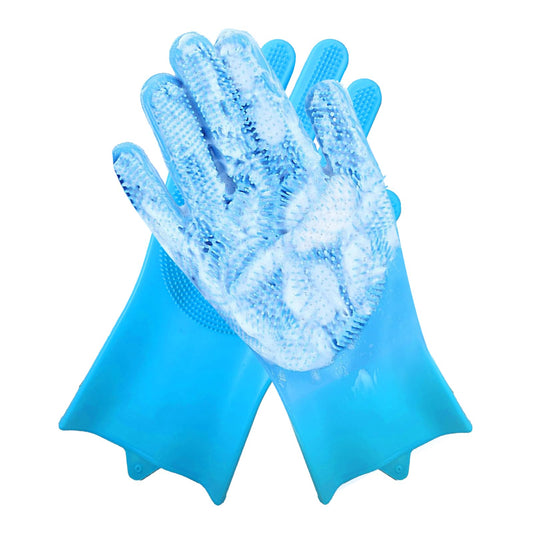 NVNAN Dog Washing Gloves -Dog Bath Brush - Dog Bath Gloves - Dog Shampoo Brush - Pet Grooming Gloves -Cat Grooming Supplies_ Dog Bath Supplies（1 Pair Blue