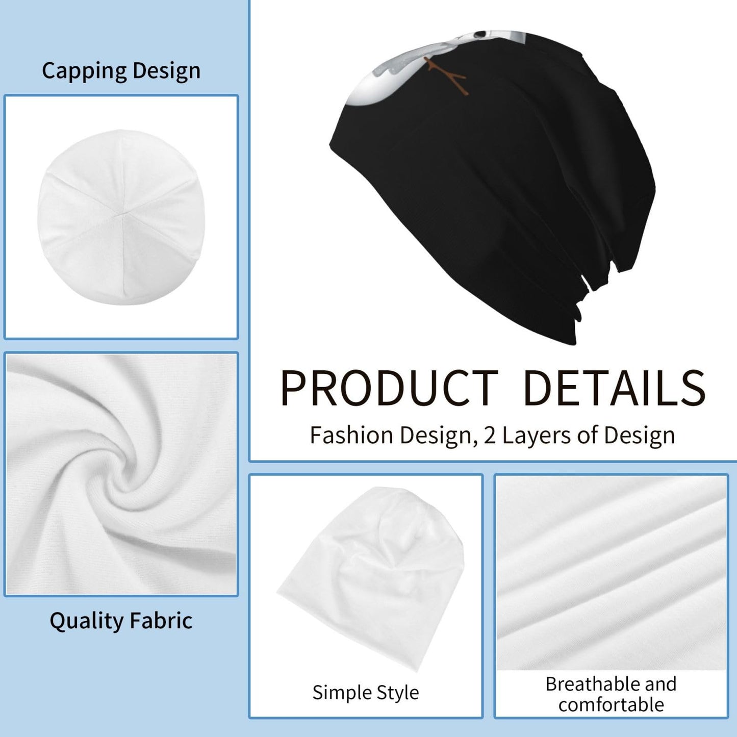 Christmas Snowman Beanie Winter Hats Chemo Hat Cancer Headwear Knitted Hats Baggy Slouchy Skull Cap Nightcap for Men Women