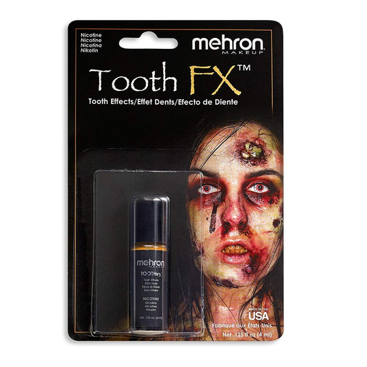 Mehron Makeup Tooth FX Nicotine | Temporary Yellow Tooth Paint | Perfect for Creating Fake Stained Teeth SFX & Rotten Teeth for Halloween, Cosplay, & Theatre .125 oz (4 ml)