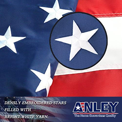 ANLEY EverStrong Series American US Flag 5x8 Foot Heavy Duty Nylon - Embroidered Stars and Sewn Stripes - 4 Rows of Lock Stitching - US National Banner Flags with Brass Grommets 5 X 8 Ft
