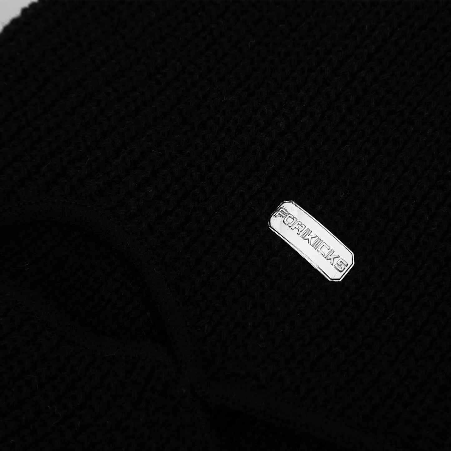 3 Hole Knitted Ski Mask Beanie - Full Face Winter Warm Balaclava with Fangs Design for Men & Women White