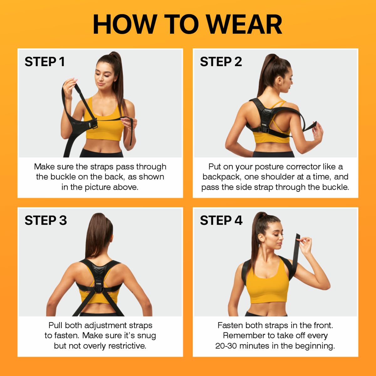 HALLWAY STORIES Adjustable Back Brace Posture Corrector for Women and Men (33-42"), Upper Back and Shoulder Straightener, Relieves Neck and Shoulder Discomfort, Ostomy Belts, Black