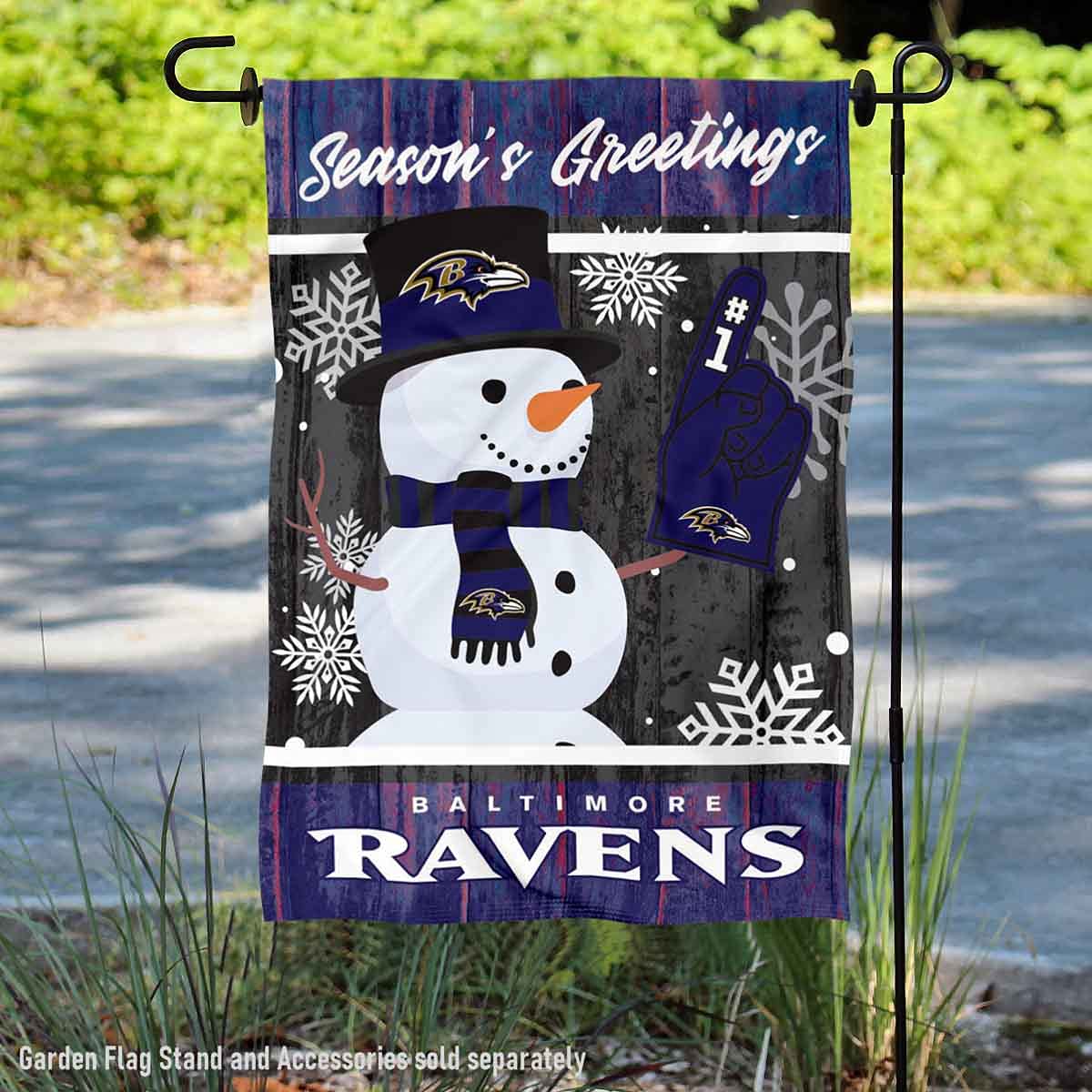 Baltimore Ravens Holiday Winter Snow Garden Flag Double Sided Banner