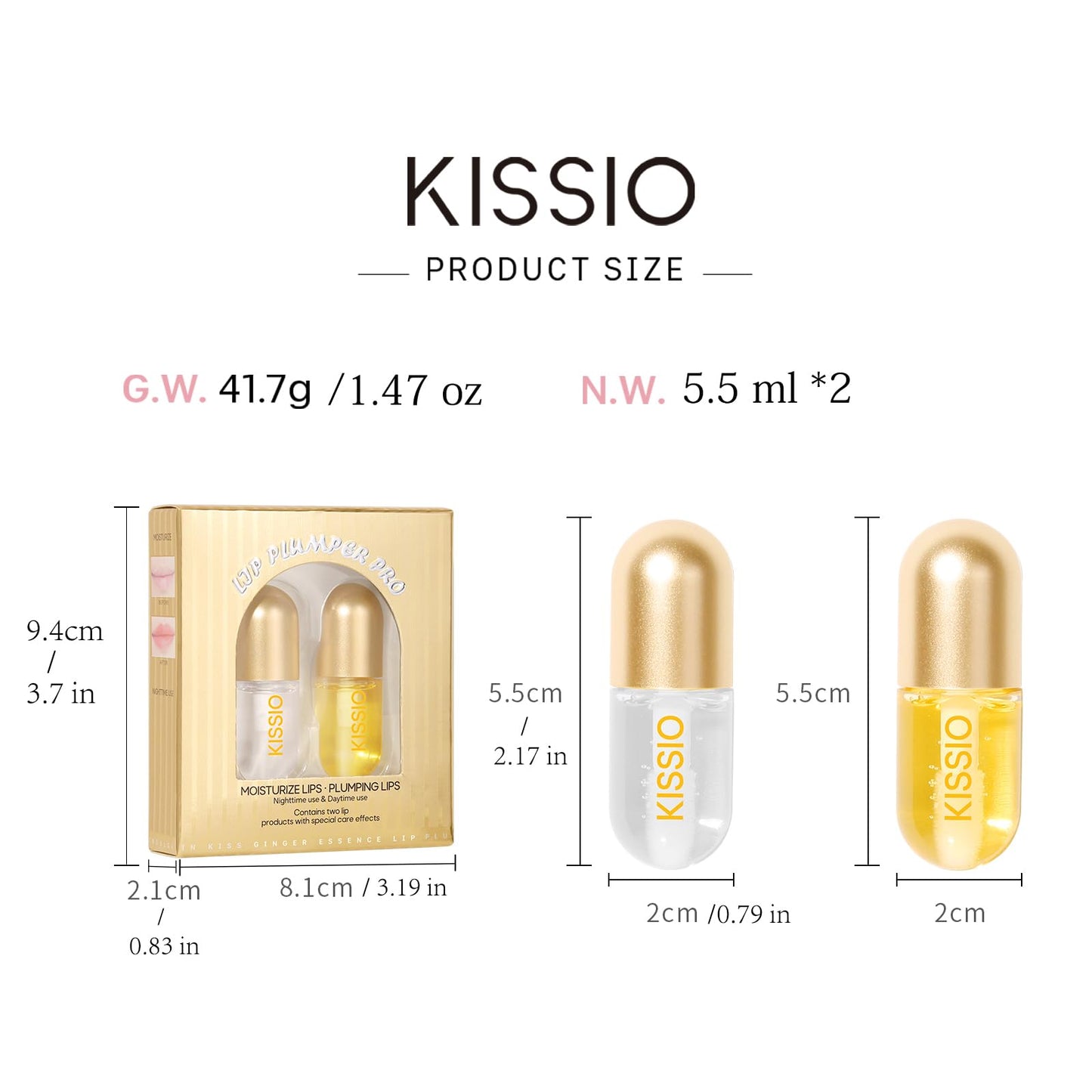 KISSIO Lip Plumper,2 PCS Natural Lip Plumper,Lip Enhancer,Plumping Lip Serum, Lip Plumping Balm,Hydrated Beauty Lips 5.5ml, Day and Night