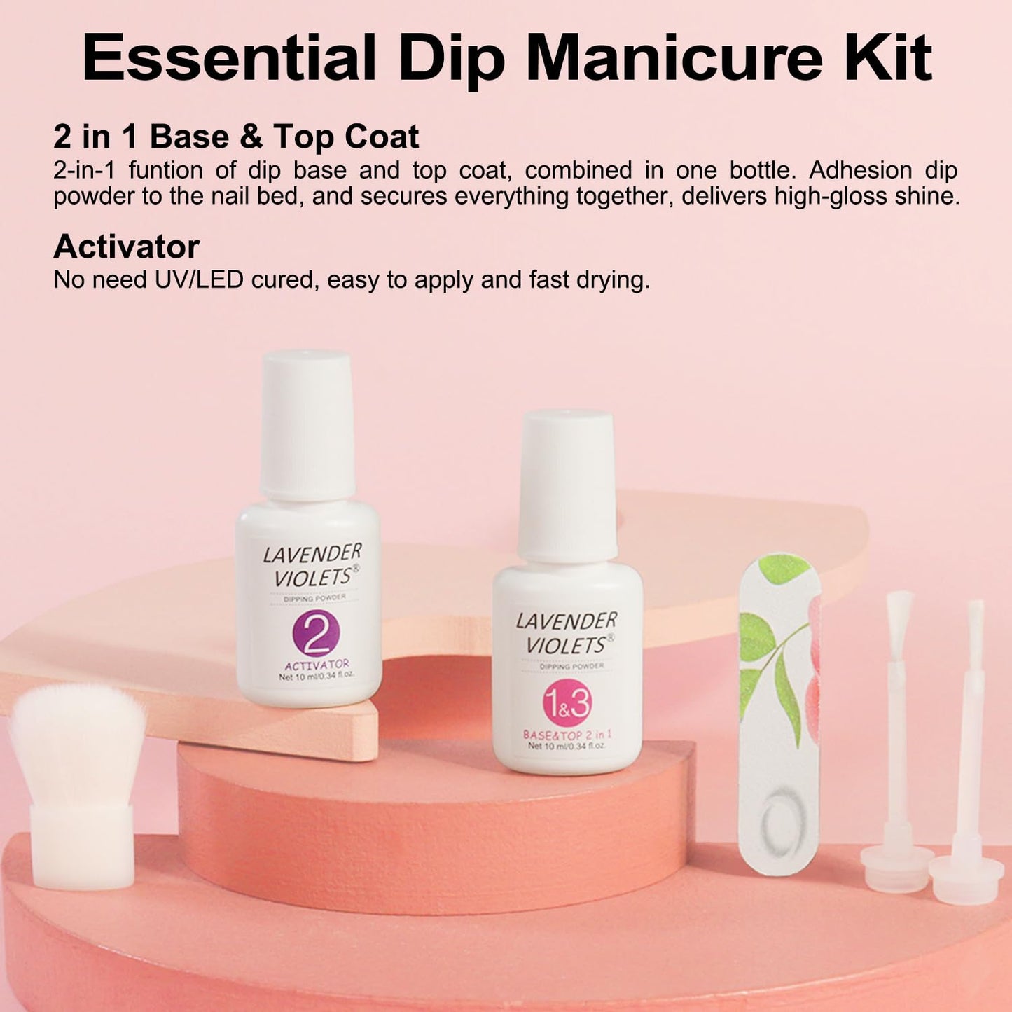 Lavender Violets 13Pcs Dip Powder Nail Kit Starter - 6 Colors Nude Pink Orange Yellow Glitter Dip Powder Liquid Set with Base & Top Coat Activator for Beginners and Professionals DIY Manicure M227