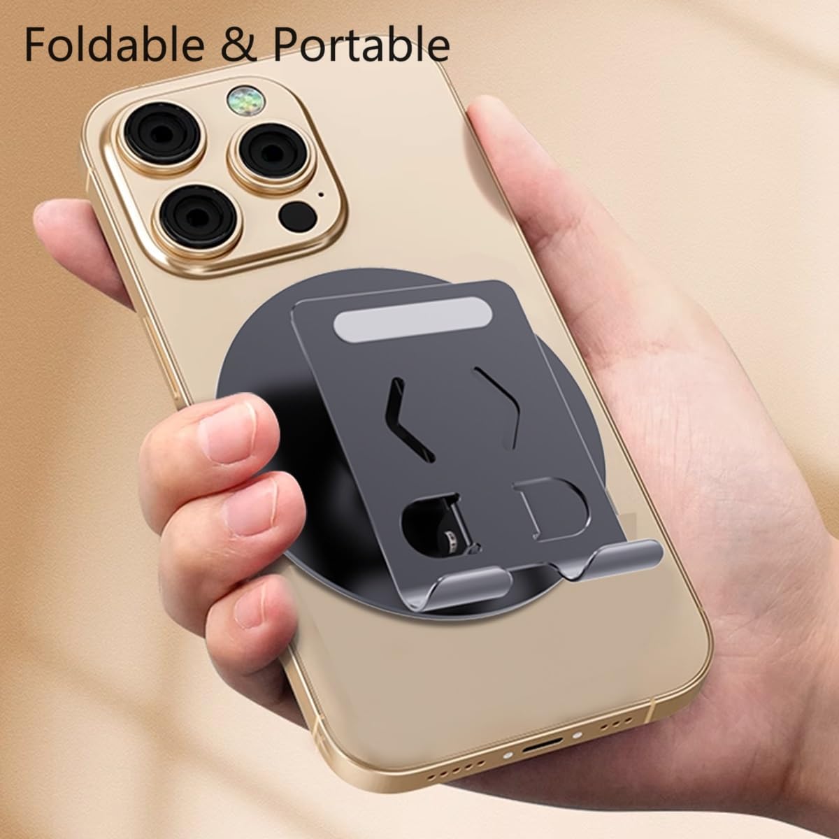 Foldable Cell Phone Stand, 360° Adjustable View Angle, Portable Mobile Phone Holder for Desk, Super Stable Holder for Phones and Tablets