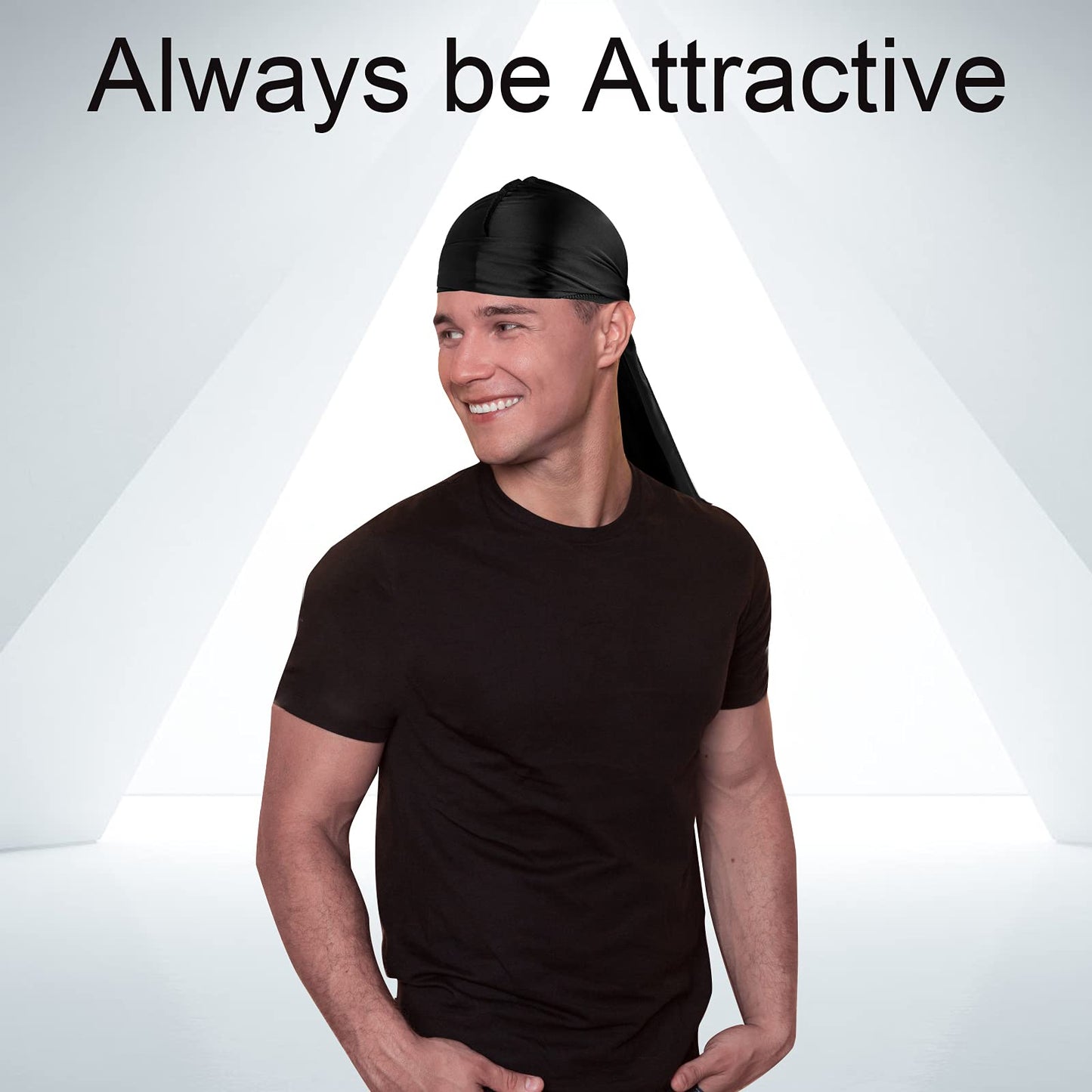 3PCS Silky Durag Pack for Men Waves, Satin Doo Rag for 360 540 720 Waves (Blue+White+Black)