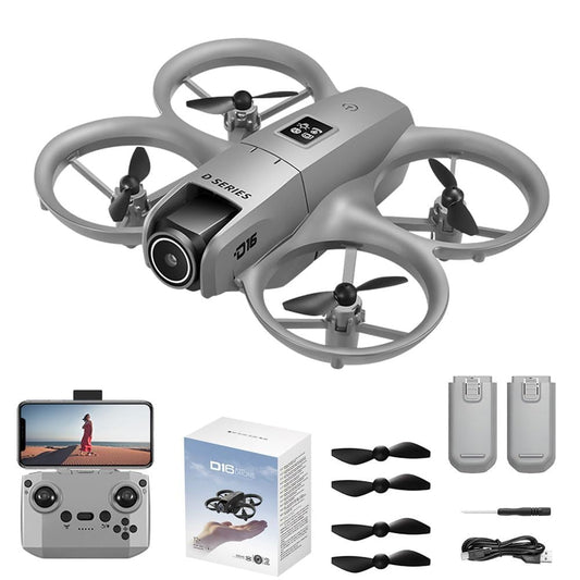 THOAML Drone with Camera 1080P for Kids Adults, Mini HD FPV Drone Kit, w/ 2 Batteries, One Key Take Off/Land, Altitude Hold, Headless Mode, 360°Flip, Gestures Selfie, 3 Speed Mode, Waypoint Fly -Gray