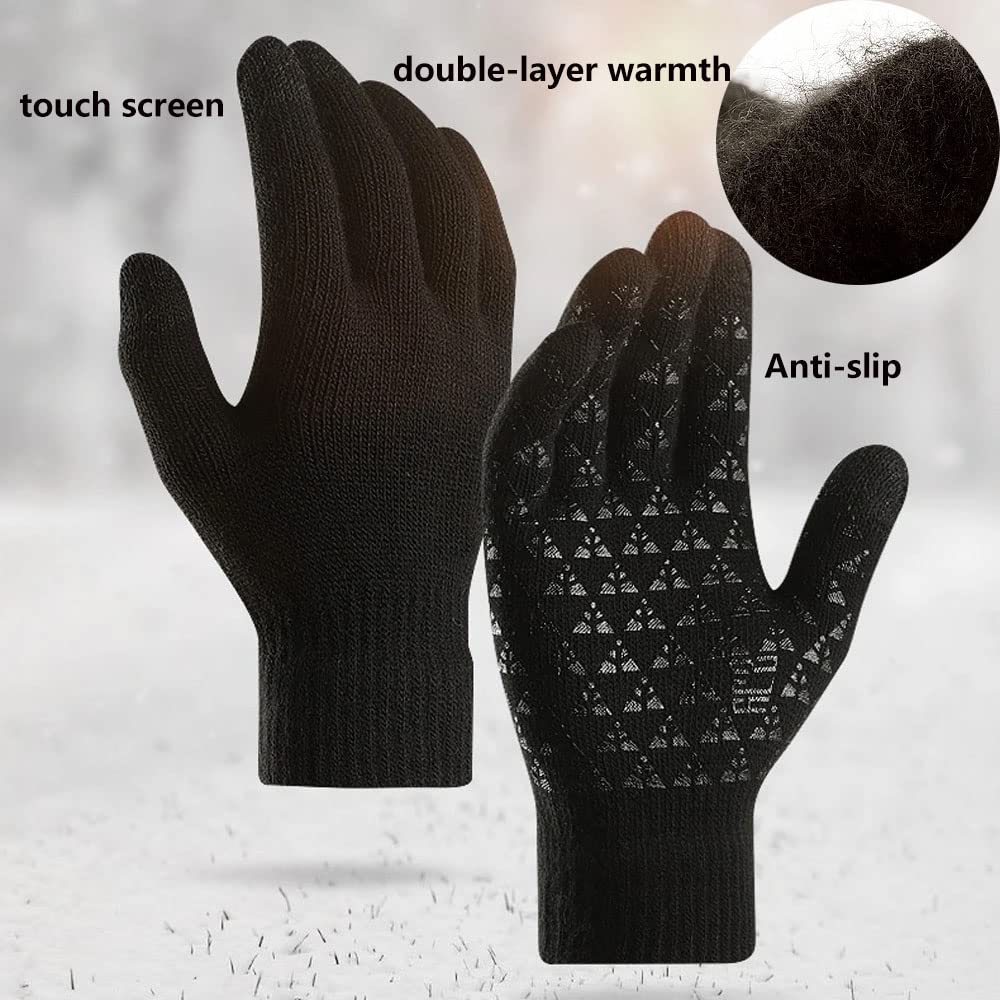Ski Winter Beanie Hat Scarf Gloves Set for Men Women, Winter Knit Hat, Neck Warmer, Touchscreen Gloves,Ear Warmer Earmuff for Men Women