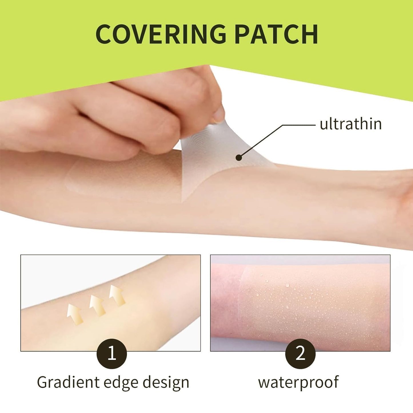 Tattoo Cover Up Patch, Tattoo Cover Up Tape, Ultra Thin Patch for Tattoo Scar and Birthmarks, Invisible Waterproof Skin Tone Concealer Sticker for Covering Up Scars Tattoos, 6 Pcs - Deep Skin