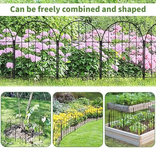 10PACK Garden Fence,11FT(L) x17inch(H) Metal No Dig Fence Animal Barrier Fence,Heavy Duty Rustproof Arched Flower Bed Edging Ornamental Wire Border Panel,Decorative Fence for Yard Patio Outdoor Decor