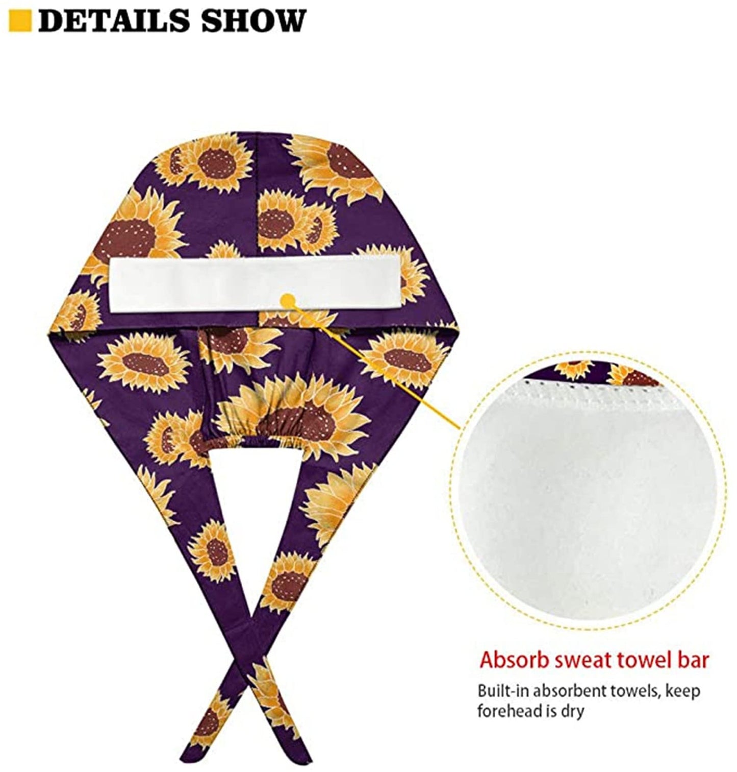 Babrukda 2 Pack Bohemian Sea Turtle Printed Hat Cap Adjustable Strap Tie Back Hats for Women Men Universal Head Hair Cover with Sweatband Headscarf for Home Outdoor Party Walking