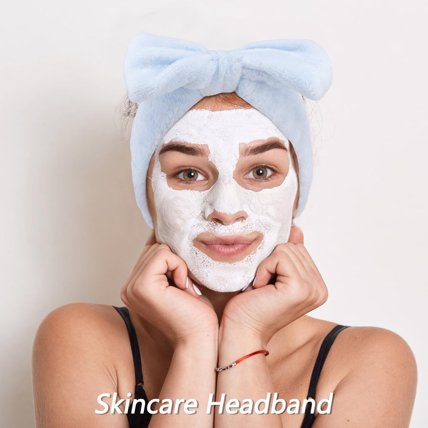 VELSCRUN 6 Pack Spa Headbands - Makeup, Face Wash, Skincare Hair Accessories With Blue Sponge Bow Tie Wristbands, Women's Gift Set