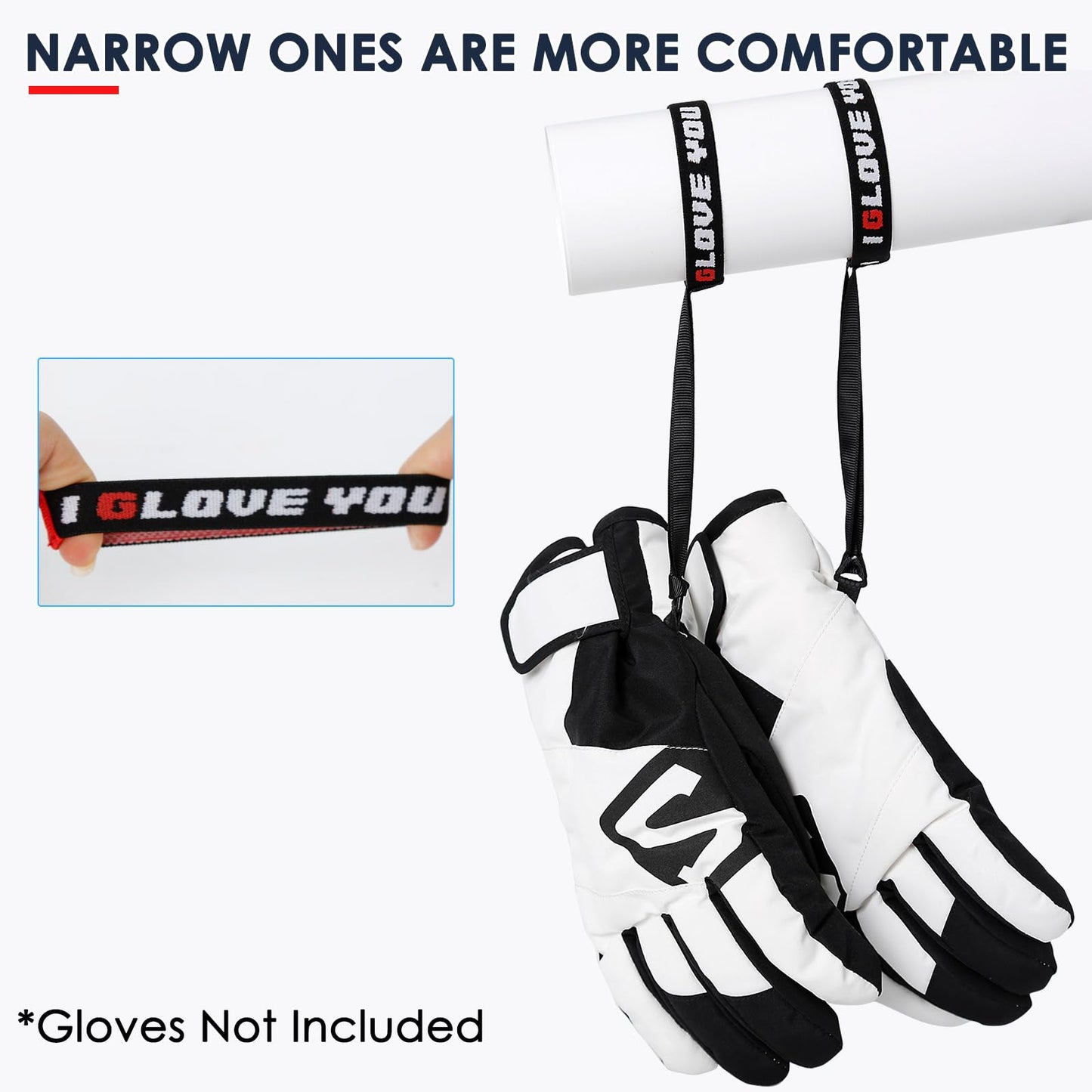 XMJY Upgraded Glove Leash, 2 Pairs Narrow Wrist Leash for Gloves, Comforty Glove Tether for Adults, Winter Ski Glove Leash Wrist Strap Mitten Leash, Men‘ Size 8-11