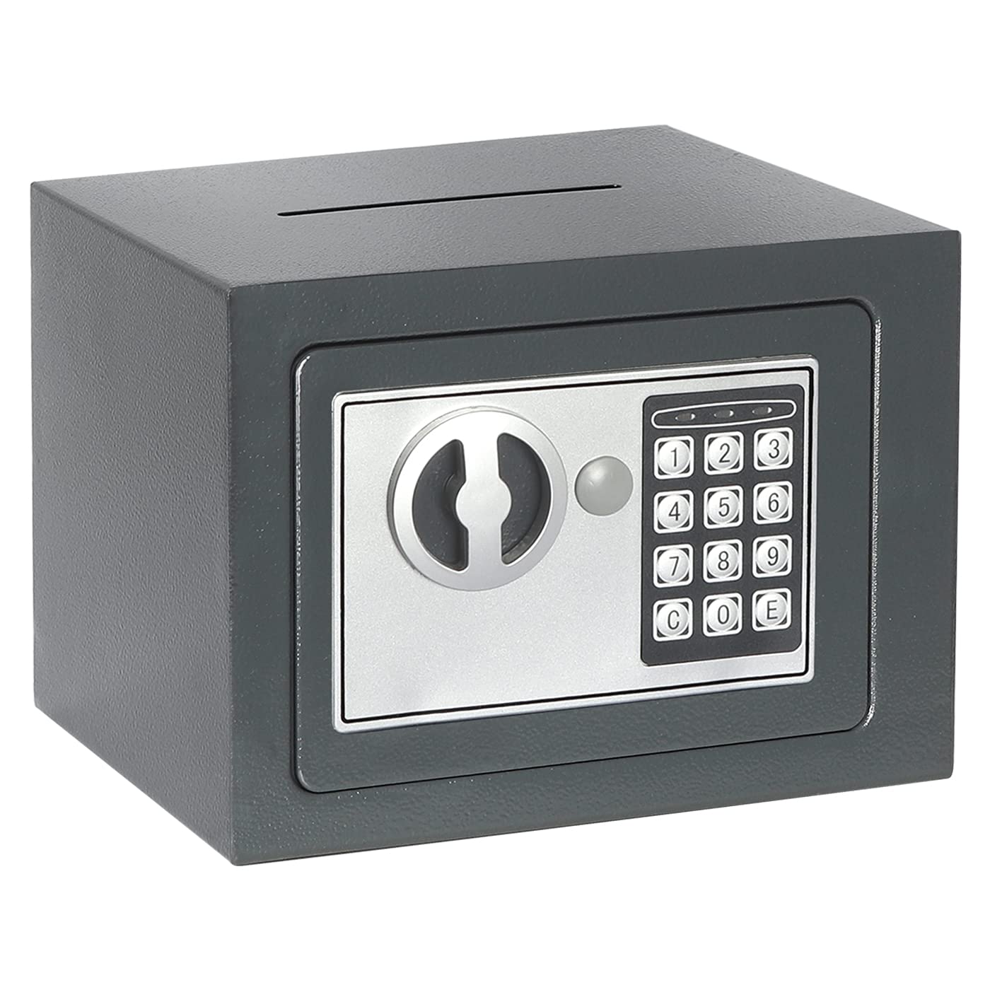 Jssmst Small Safe Box for Money - 0.23CF Mini Safe with Electronic Keypad, Lockable Box for Home Security and Personal Storage, 9.06 x 6.69 x 6.69 inch, Grey