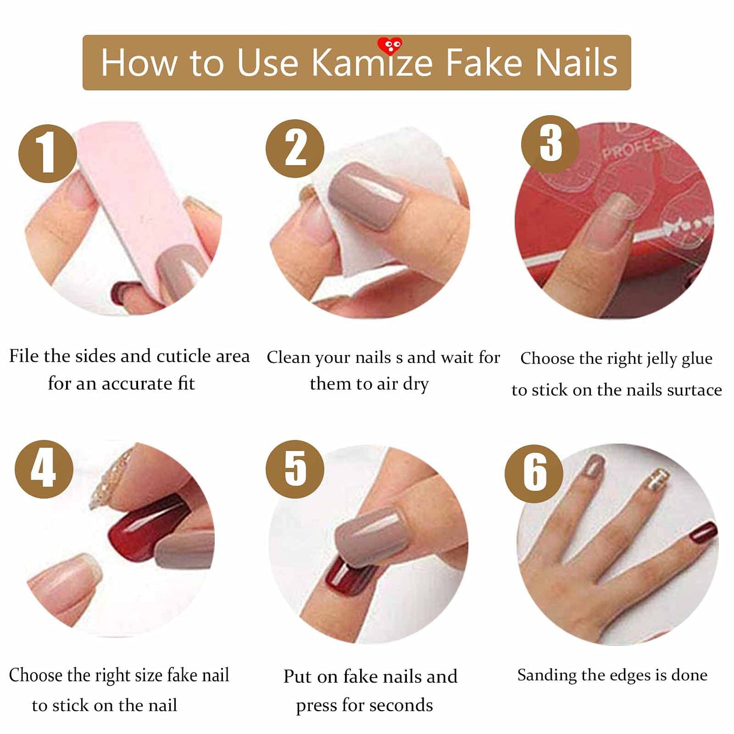 DANMANR Long Press on Nails Square French Fake Nails Full Cover Nude Acrylic False Nails for Women and Girls 24PCS (French Crown Rhinestones)