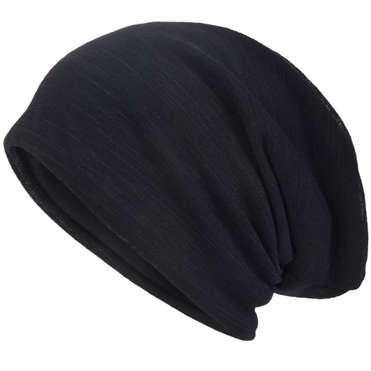 VECRY Men Slouch Hollow Beanie Thin Summer Cap Skullcap (Black1)