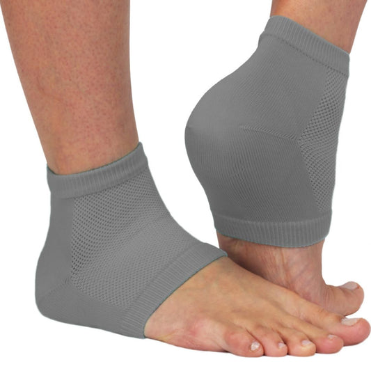 NatraCure Vented Moisturizing Gel Heel Sleeves & Socks for Cracked Feet with Aloe & Shea - Foot Softening Socks for Dry, Cracked Feet & Rough Heel Pain Relief - Gray, L