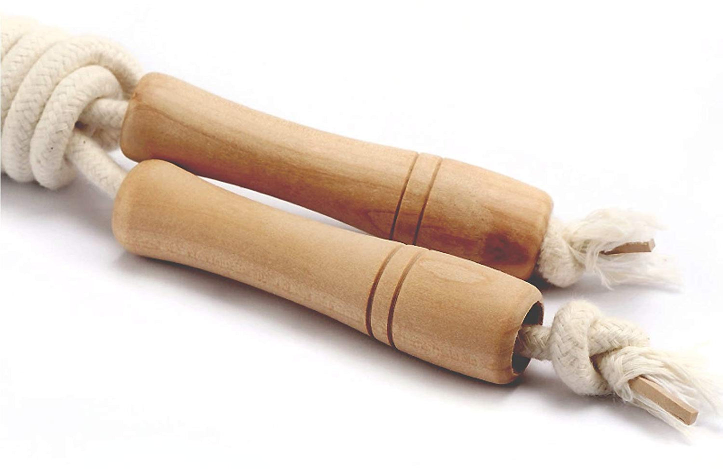Homello Jump Rope for Kids - Wooden Handle - Adjustable Cotton Braided Fitness Skipping Rope for Toddler Fitness Workout Exercise Outdoor Activity (White)