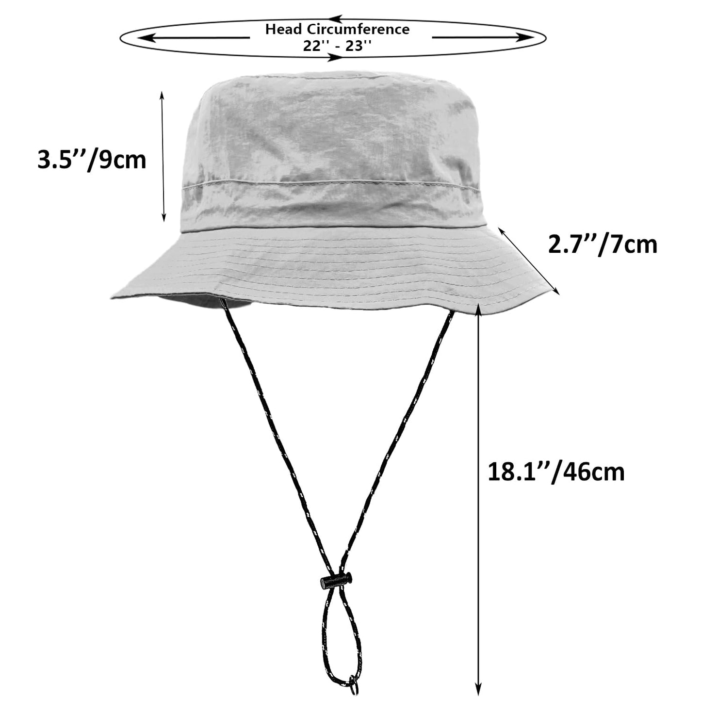 woogwin Waterproof Bucket Rain Hat with Chin Strap Quick Dry Packable Boonie Sun Hat Safari Hat UV Protection(Lightgrey)