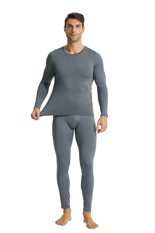 YUSHOW Mens Thermal Underwear Set, Long Johns for Men With Fleece Lined Base Layer Set Cold Weather Winter Top & Bottom Grey