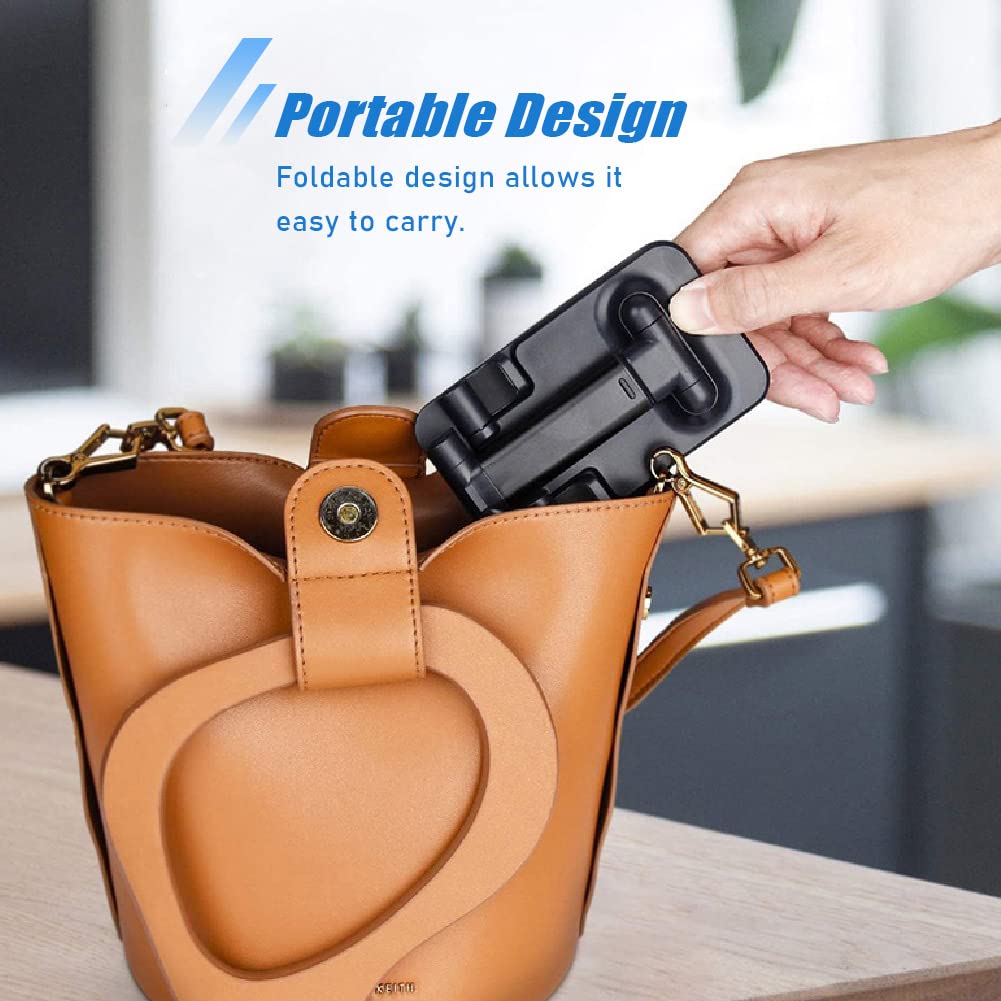 OGMAPLE Phone Stand for Desk, 2 Pack MT-6 Desk Phone Holder Stand for Office Universal Smart Phone Holder Foldable & Height Adjustable Cellphone Stand Compatible Under 8” Device, Black