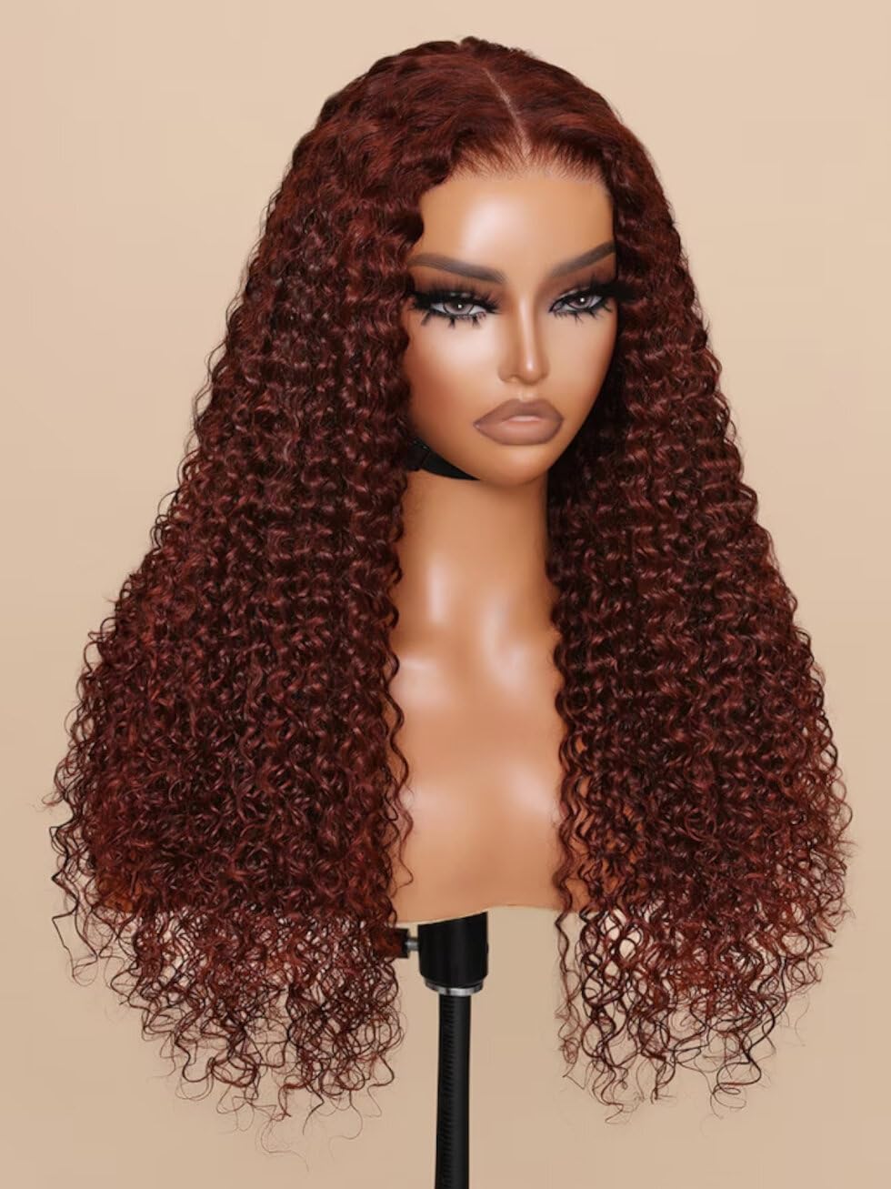 UNICE Bye Bye Knots Glueless Wig 7x5 Pre Cut Lace Front Wigs Human Hair Reddish Brown Deep Curly Invisible Knots Pre Everything Put on and Go Human Hair Wig Pre Plucked 150% Density 14inch