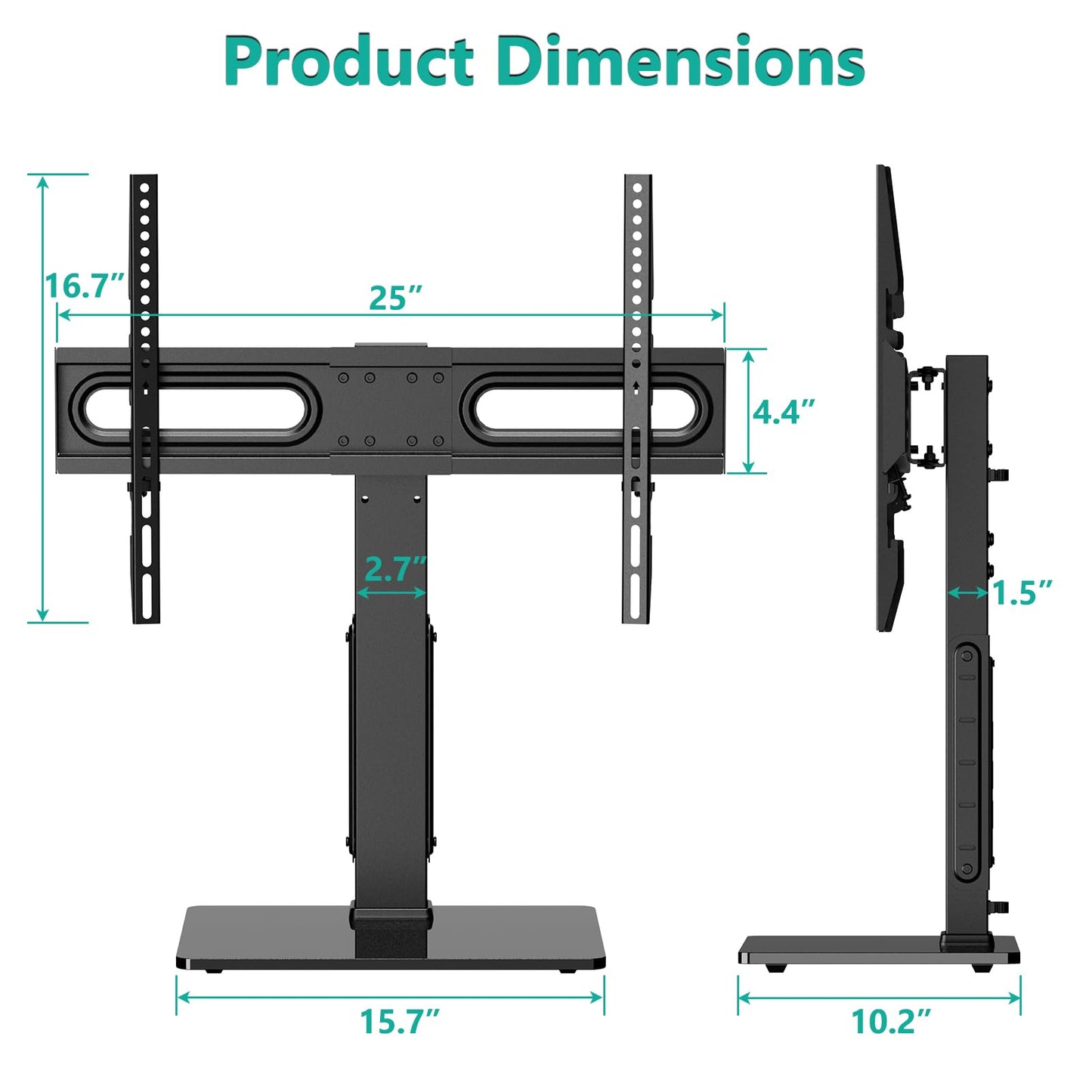 WALI TV Stand with Power Outlet, Universal TV Mount Stand for 32-70 inch TVs, 6 Height Adjustable and 70° Swivel TV Mount Stand Holds up to 88lbs, Max VESA 600x400mm(TVDVD-5P)