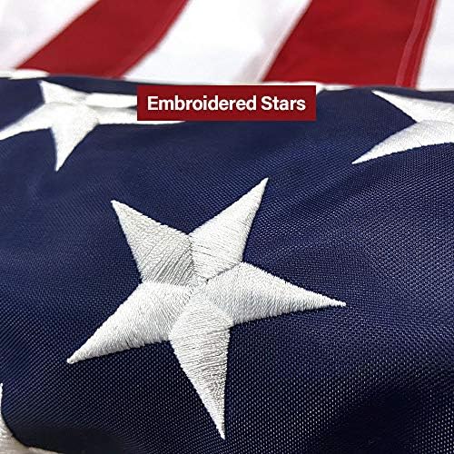 American Flag 3x5 FT Embroidered Stars, Sewn Stripes, Brass Grommets USA US Flag Polyester Durable long Lasting for Outdoor Use