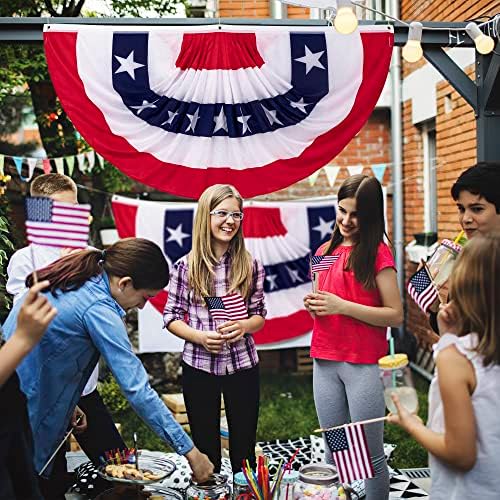 3 x 6 FT 4th of July Decorations, 2 PCS Patriotic USA Pleated Fan Flags, Large American Bunting Flag Banner Fourth of July Half Fan Flags for Independence Day Memorial Day Outdoor Home Decor