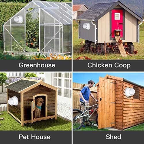 Solar Powered Exhaust Fan, 15W Solar Panel + 6" Ventilation Vent Fan for Outside Greenhouse, Chicken Coop, Shed, Pet House