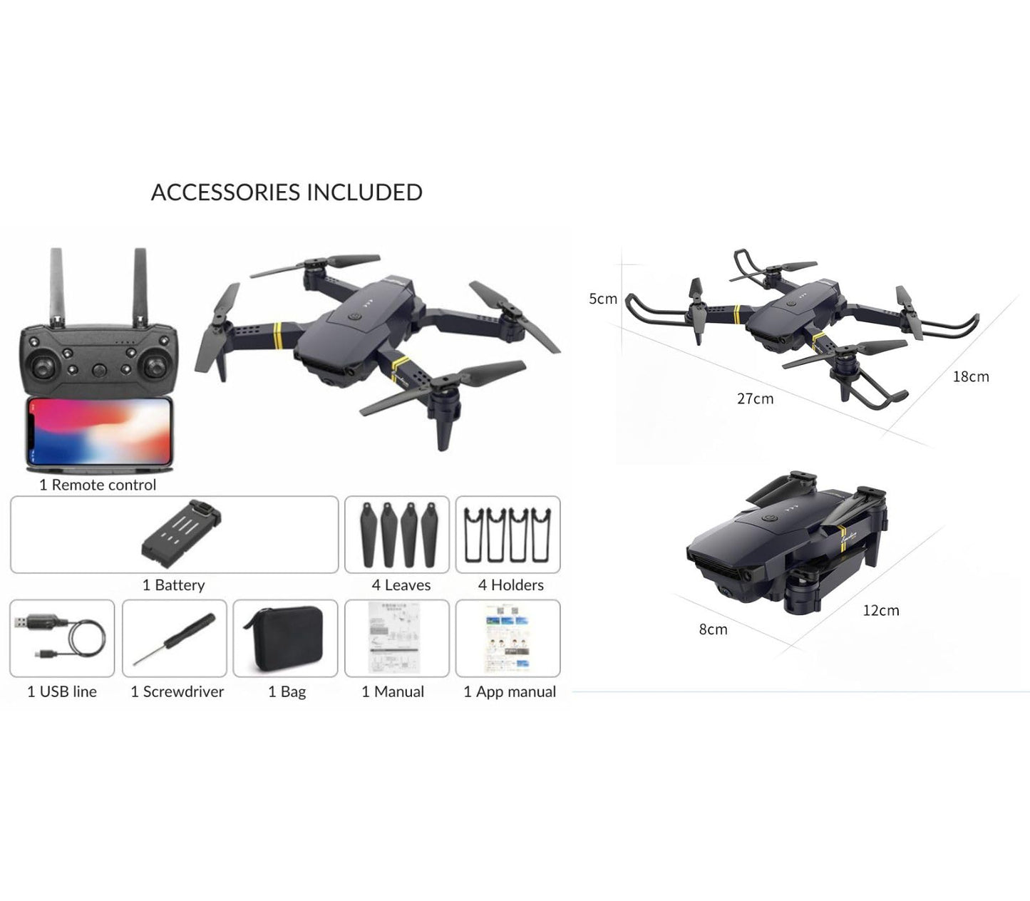 Drone With Camera 4K for Adults & Kids, Falcon for Beginners, Stealth Bird, Thermal, Gimbal, Stabilizer, Small, Easy To Control, Impact Resistant, Lightweight, Compact, Black
