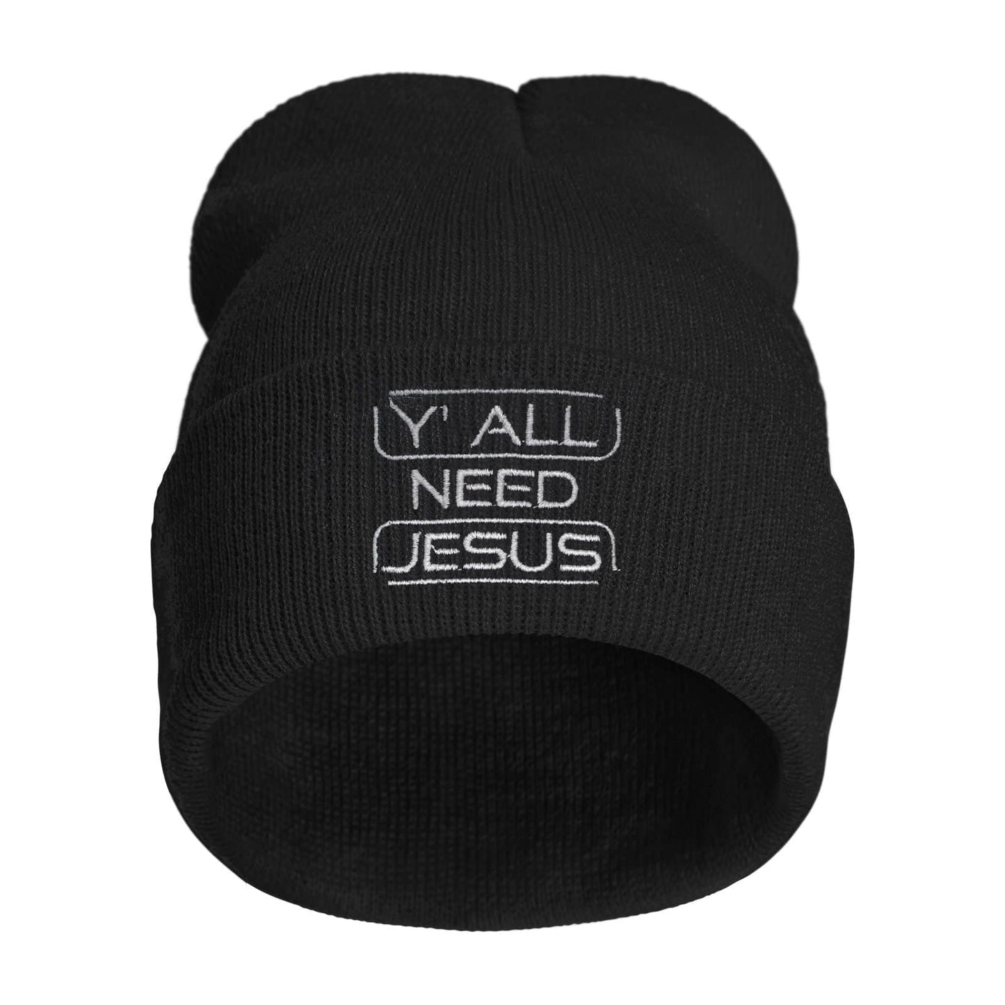 Y'all Need Jesus Embroidery Beanie for Men & Women, Faith Multi-Season Stretch Skull Knit Hats, Winter Warm Beanie