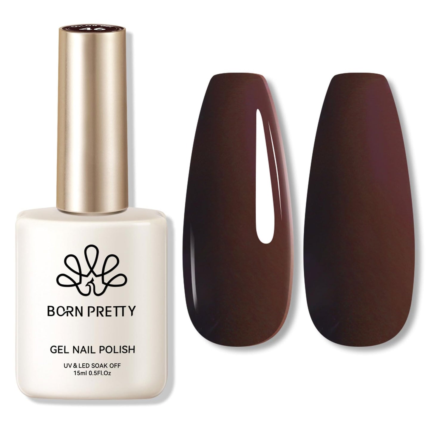 BORN PRETTY Dark Brown Gel Nail Polish Fall Winter Mocha Caramel Color Gel Polish Soak Off Gel Polish Nail Art Design Manicure Salon DIY Home 15ML