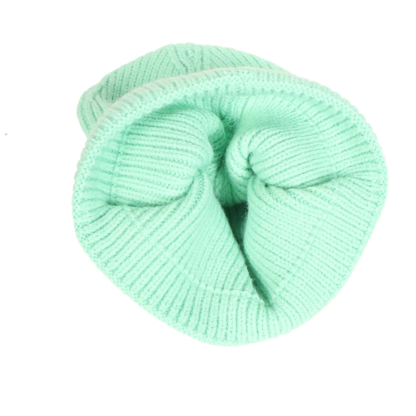 TZ Promise Men Women Plain Color Rib Knitted Beanie Winter Hat Warm Stretchable Mint Green