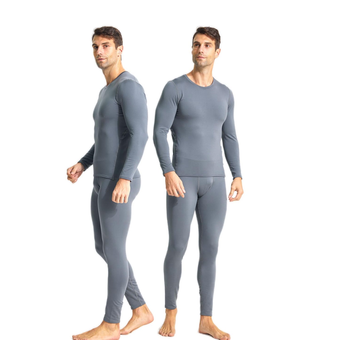 YUSHOW Mens Thermal Underwear Set, Long Johns for Men With Fleece Lined Base Layer Set Cold Weather Winter Top & Bottom Grey
