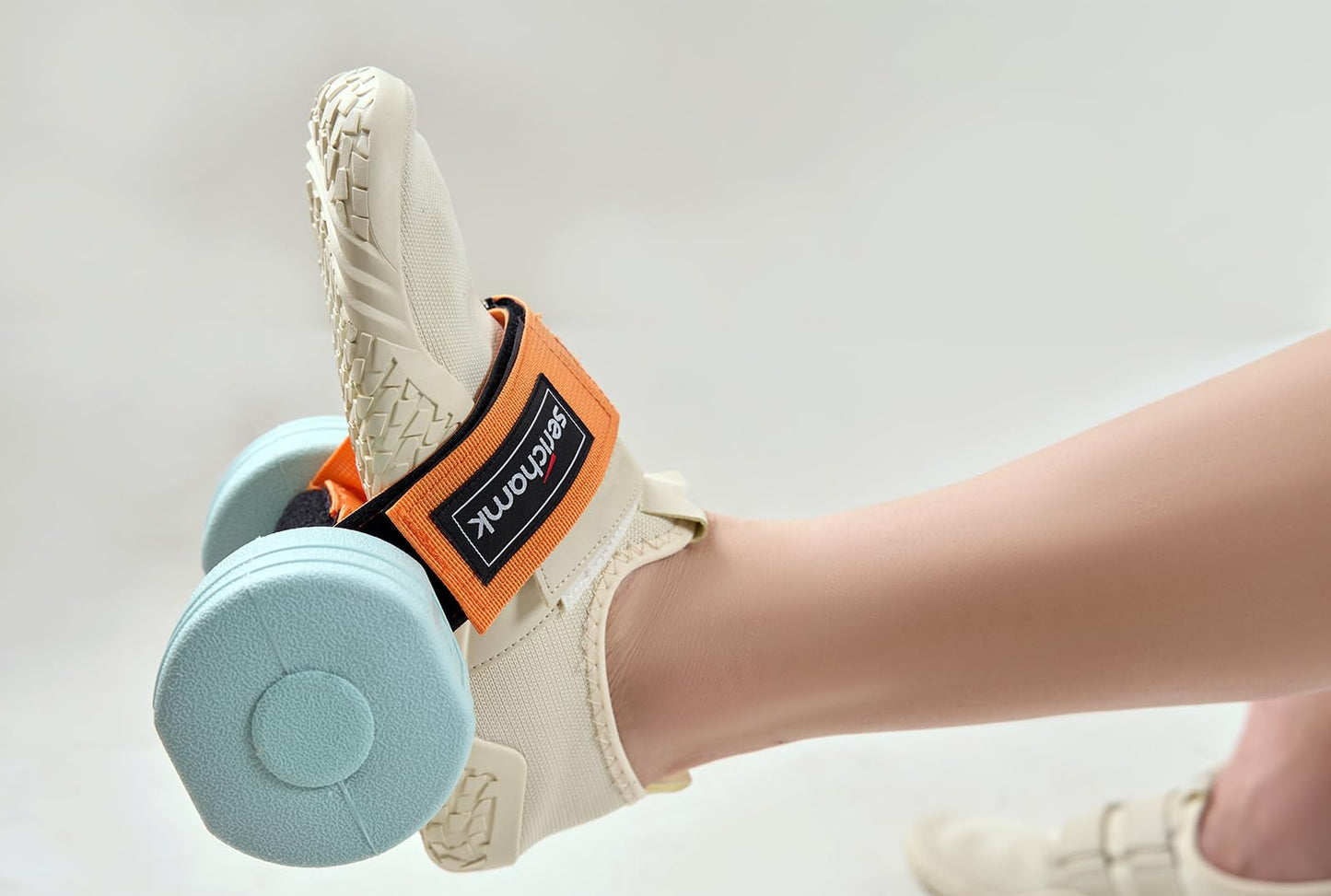 Feet Dumbbell Attachment, Tibialis Trainer Ankle Straps for Feet Weight Lifting Shin Splint, Hamstring Curls, Leg Curl Attachment at Home Gym Equipment Orange 1pc