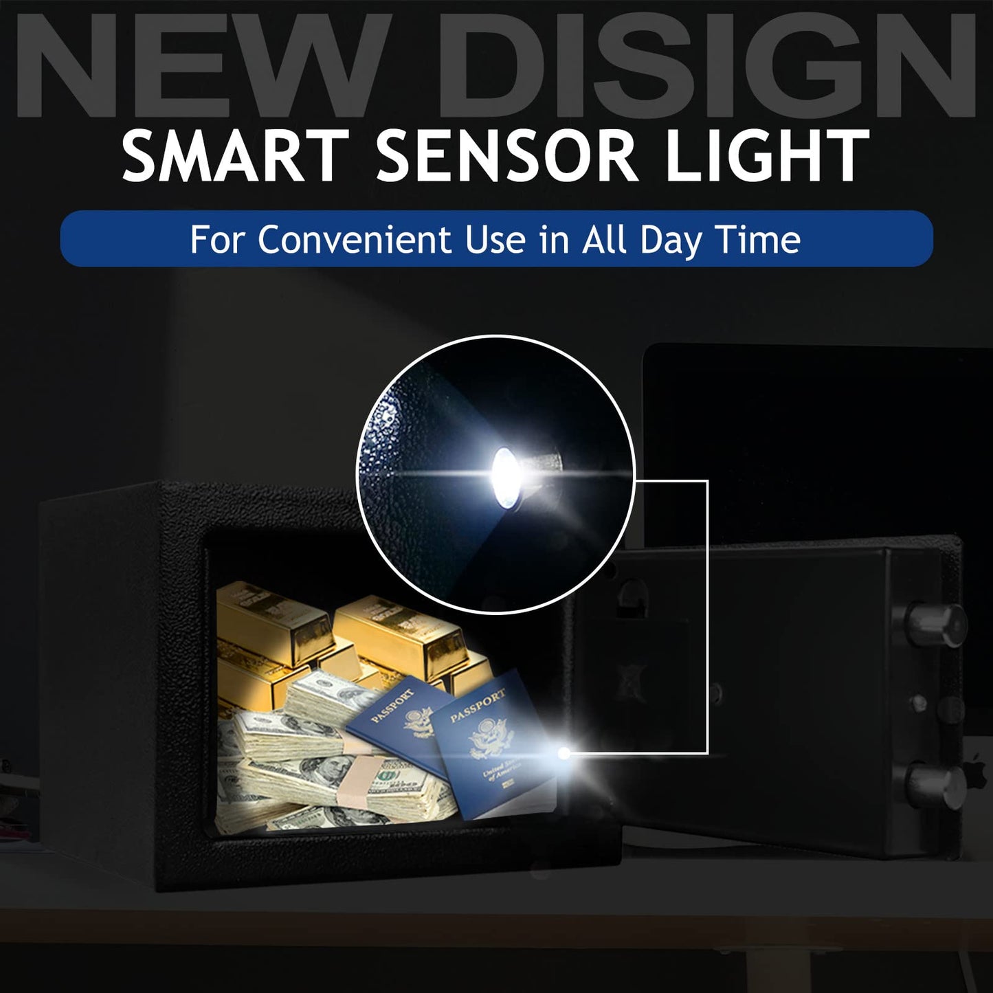 KOFAIR Safe Box for Home Safe (0.23 Cubic Feet) with Fireproof Bag, Personal Money Safe for Cash Saving, Mini Safe Box with Key, Digital Safety Box with Light, Money Lock Box