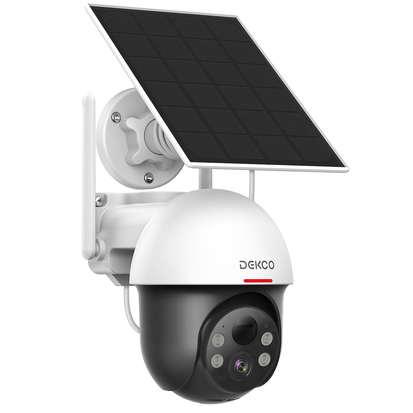 DEKCO Solar Security Camera Outdoor Wireless, Battery Powered, Panoramic Pan Tilt Zoom, Auto Motion Tracking, True 2K, Color Night Vision, Spotlight, 2-Way Talk